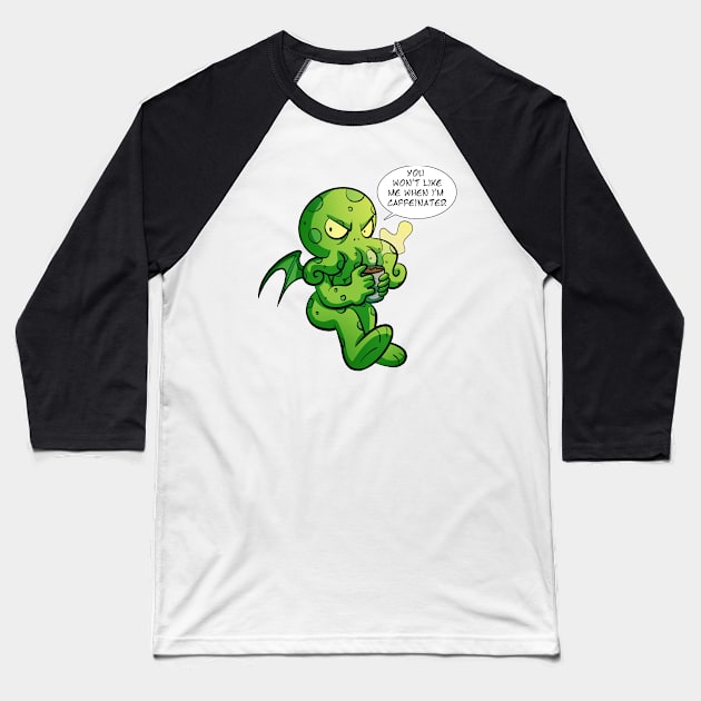 Cthulhu Caffeinated Baseball T-Shirt by Zorilita